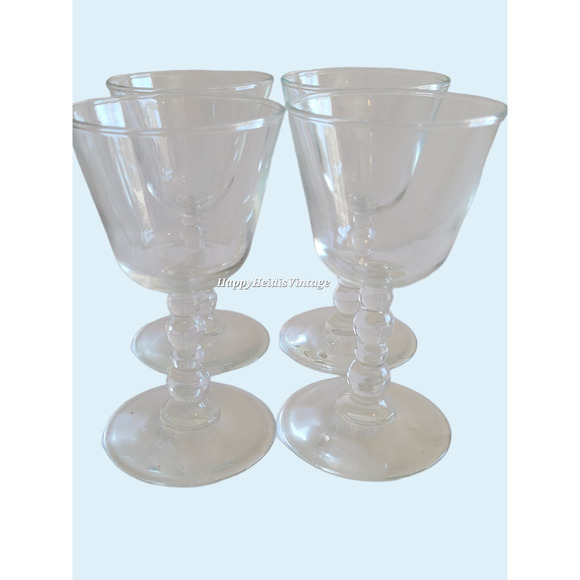 Vintage‎ Imperial Clear Candlewick Bubble Stem 4 Wine Glasses Stemware - Picture 1 of 7